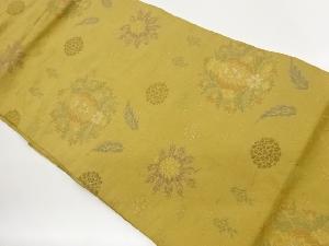 菊に花葉模様織出し名古屋帯